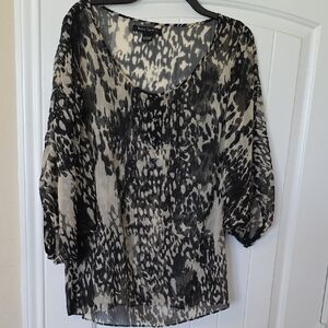 Royal Love Black and Cream Patterned Blouse